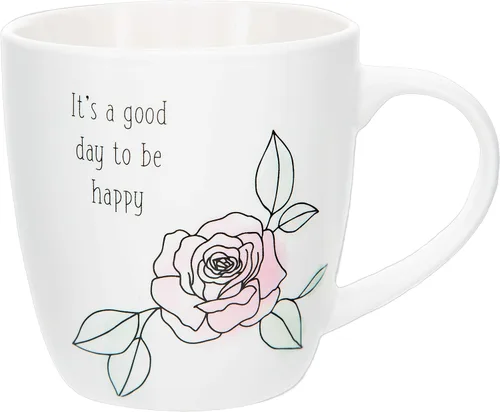 Vista 3 de It's A Good Day To Be Happy - Juego de taza de café de 17 onzas y tapa de posavasos