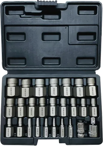 Vista 9 de NORTOOLS Juego de 15 extractores de tornillos CR-MO – Kit de extracción múltiple de 3/8 pulgadas con accionamiento hexagonal multilínea