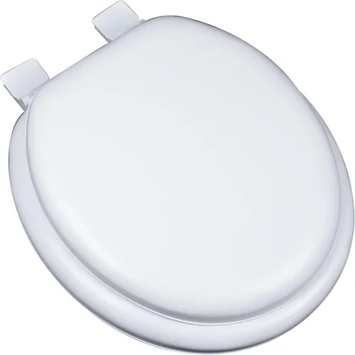 Vista 9 de 6Q1E2-01 Asiento de inodoro suave premium con núcleo de madera incluye bisagra Vari-Adjust Lok-Down Release 'N' Clean, alargada, hueso