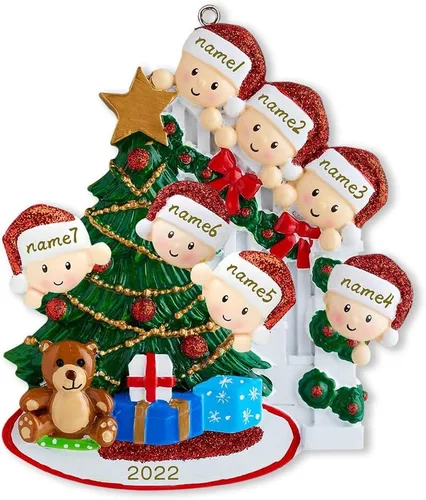 Vista 10 de Adorno familiar para árbol de Navidad 2024, adorno colgante para árbol de Navidad de 2024, adorno de familia de 2 nombres, adorno personalizado
