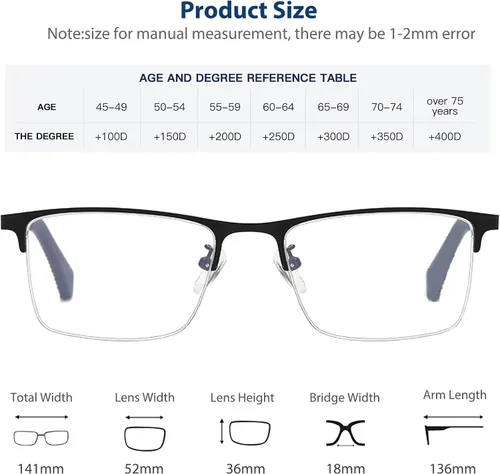 Vista 7 de K.LAVER Gafas de lectura fotocrómicas progresivas duraderas de Multifocus para hombres Lector multifocal de transición de luz azul