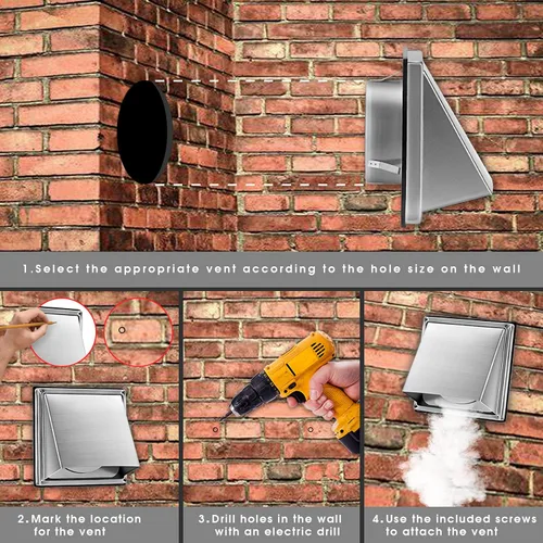 Vista 7 de FRESH SPEED - Salida de ventilación de pared externa de 4 pulgadas con solapa acolchada antirretorno