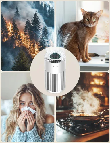 Vista 8 de GoveeLife Purificador de aire inteligente para el hogar, habitación grande de hasta 1524 pies cuadrados, con filtro lavable, sensor de calidad