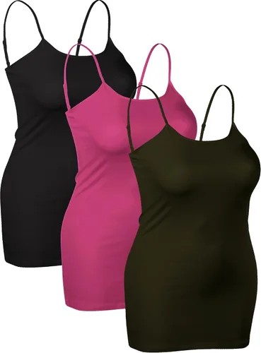 Vista 299 de Emmalise Camisola larga casual básica para mujer, con tirantes ajustables, top en capas