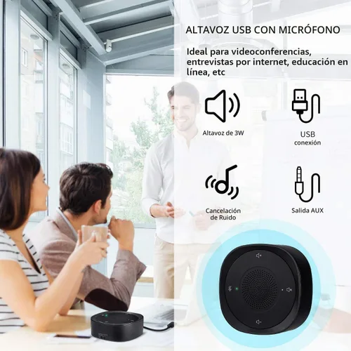 Vista 7 de Micrófono de altavoz USB, micrófono de computadora omnidireccional para conferencia, con captación de voz de 360º, botones de sensor táctil