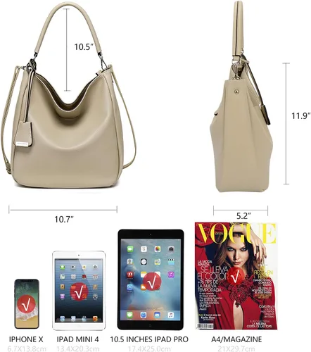 Vista 6 de DAVIDJONES - Bolso tipo Hobo de piel sintética suave para mujer, bolso cruzado mediano, bolso de hombro con asa superior, Bolso Hobo clásico simple