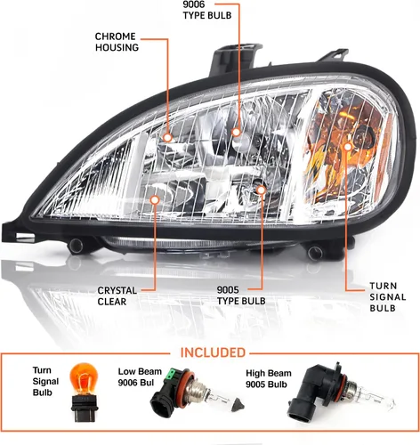 Vista 3 de Torque Faro delantero de repuesto para lado del conductor izquierdo para camiones semi Freightliner Columbia 1996-2017, aprobado por DOT SAE, faro