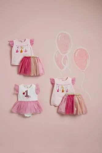Vista 2 de Mud Pie Manga corta para bebé-niñas, RosaRebel Fun., 12-18m