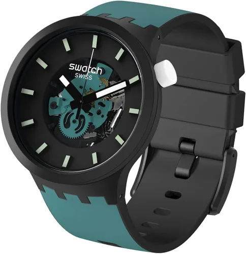 Vista 7 de Swatch Reloj de cuarzo biocerámico grande y audaz, Negro