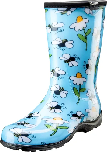 Vista 12 de Sloggers Waterproof Garden Rain Boots for Women - Cute MidCalf Boots Negro