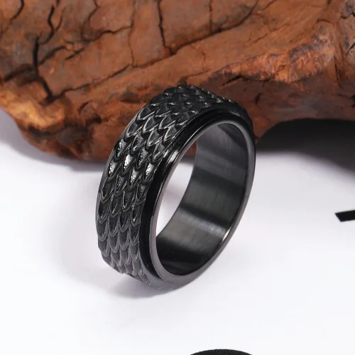 Vista 2 de LYTTMAB Stainless Steel Ring for Men, 8MM Masculine Geometric Ring, Cool Spinner Band Ring Fidget Ring Spinner Ring Anxiety Ring
