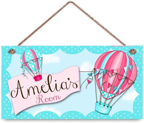Vista 18 de Letrero para habitación de niños, helicóptero, azul, naranja, verde lima, para niños, letrero personalizado para puerta, dormitorio, guardería