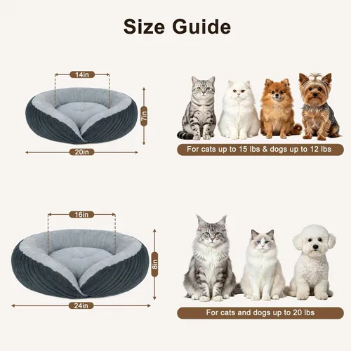 Vista 8 de Tovve Cama para gatos en interiores, sofá cama redonda lavable para gatitos Gris
