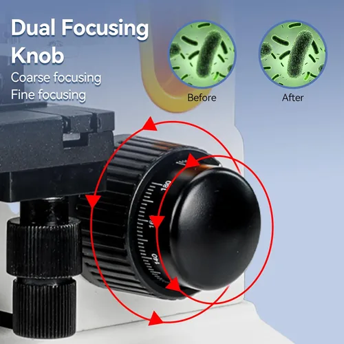 Vista 7 de SVBONY Microscopio monocular compuesto SM202 para adultos, kit de microscopio compuesto 40X-2000X, microscopio con etapa mecánica, adaptador