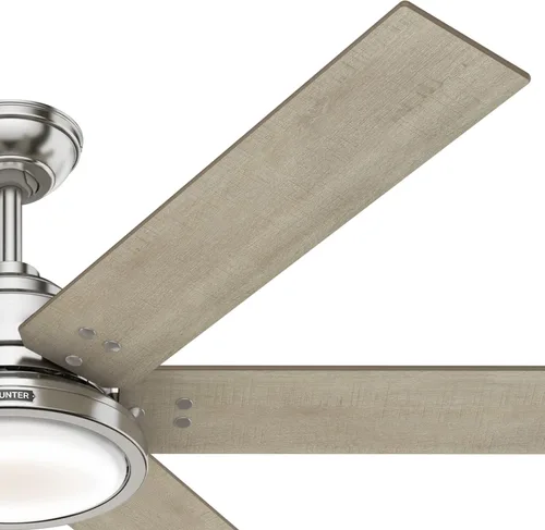 Vista 15 de Hunter Warrant - Ventilador de techo interior con luz LED, 60 pulgadas, níquel cepillado Acabado cepillo níquel (Brushed Nickel Finish)