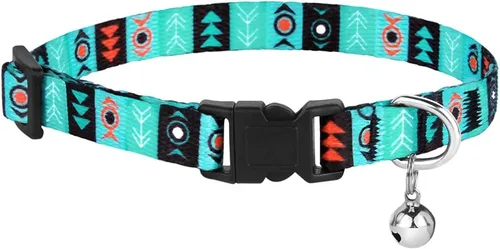 Vista 5 de CollarDirect Juego de 2 collares para gatos con campana extraíble, diseño tribal azteca de seguridad ajustable para mascotas