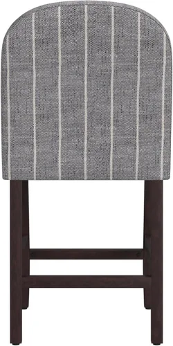 Vista 6 de HomePop Taburete de mostrador con respaldo redondeado, 24 pulgadas, rayas gris medianoche Raya tejida gris medianoche