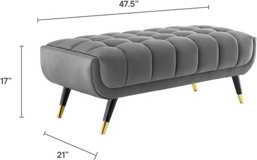 Vista 3 de Modway Adept - Banco de terciopelo de rendimiento de 47.5 pulgadas, color gris