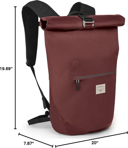 Vista 6 de Osprey Arcane Roll Top 18L Mochila impermeable para portátil, color rojo bellota