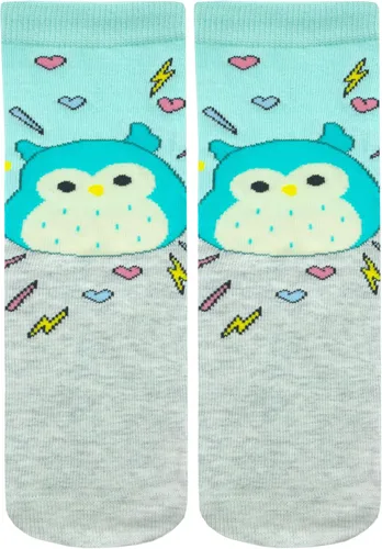 Vista 3 de Squishmallows Calcetines de algodón para niños, paquete de 3, paquete de 3, Squish Squish Squad para niñas, paquete de 3