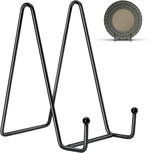 Vista 23 de Kruodop Soportes de Placa de 10 Pulgadas para Exhibición, Paquete de 3 Soportes de Placa para Exhibición, Soporte de Caballete de Marco de Metal