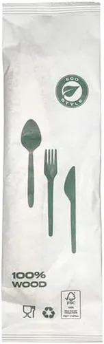 Vista 2 de TigerChef - Juego de cubiertos de madera 100% compostables, ecológicos, biodegradables, totalmente naturales