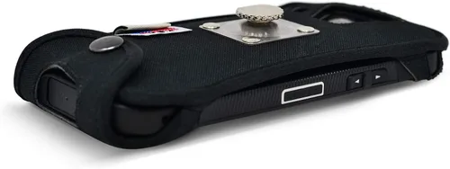 Vista 5 de TurtleBack Funda ajustada diseñada para Kyocera DuraForce Ultra 5G de nailon negro resistente con clip de cinturón de metal giratorio y romántico