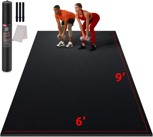 Vista 10 de GymCope - Alfombra grande para entrenar en casa, 12 x 6 pies, 10 x 6 pies, 9 x 6 pies, 8 x 6 pies, 7 x 5 pies, 6 x 4 pies, extragrueso, alfombra