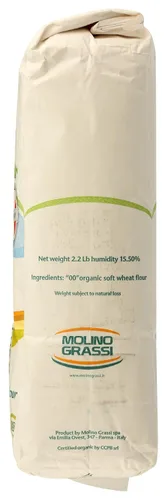 Vista 6 de Harina de trigo orgánica USDA italiana Molino Grassi, “00” suave, 2.2 libras