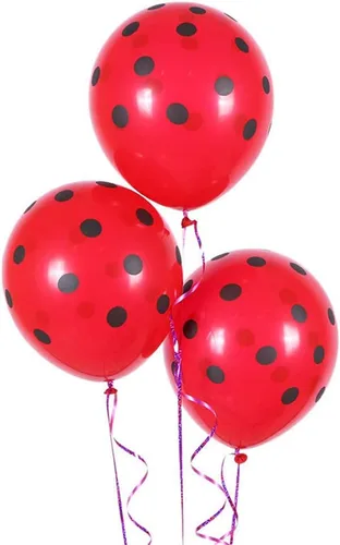 Vista 3 de DELIGHTBOX Globos de látex biodegradables con lunares negros grandes, 11 pulgadas (12 unidades)