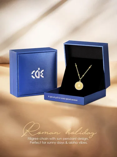 Vista 8 de CDE Collar con colgante de moneda de sol chapado en oro de 14 quilates para mujer plata de ley 925 con piedra natal de circonita cumpleaños