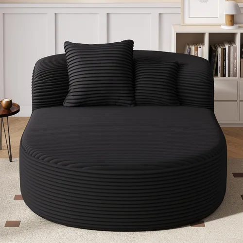 Vista 2 de Quarte Modern 51.6" Indoor Oversized Chaise Lounger, Upholstered Sleeper Boneless Sofa Couch with Two Supportive Pillows for Living Room Bedroom