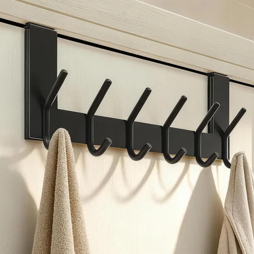 Vista 5 de WEBI Ganchos para Puerta Colgadores de Puerta: Toallero Sobre la Puerta con 6 Ganchos para Colgar, Colgador de Toallas Perchero de Puerta Colgador