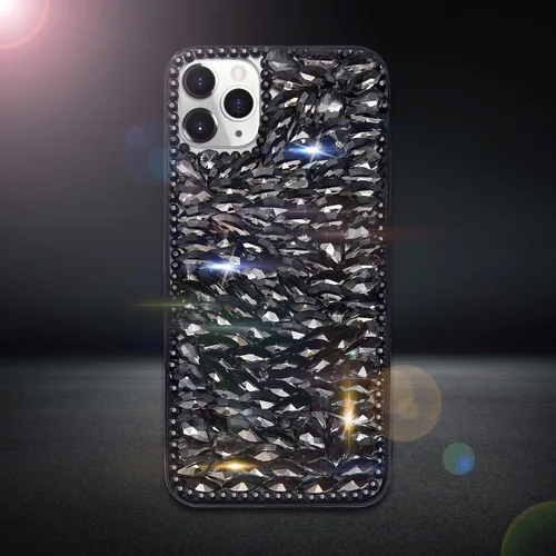 Vista 2 de Funda compatible con iPhone 13 Pro Max para mujer, con purpurina 3D, de lujo, con diamantes de imitación brillantes, con gemas transparentes, bonita