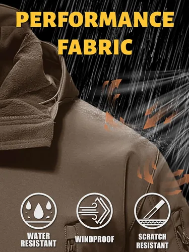 Vista 2 de TACVASEN Chaquetas de lluvia tácticas militares para hombre, de forro polar cálido, softshell, con capucha, snowboard