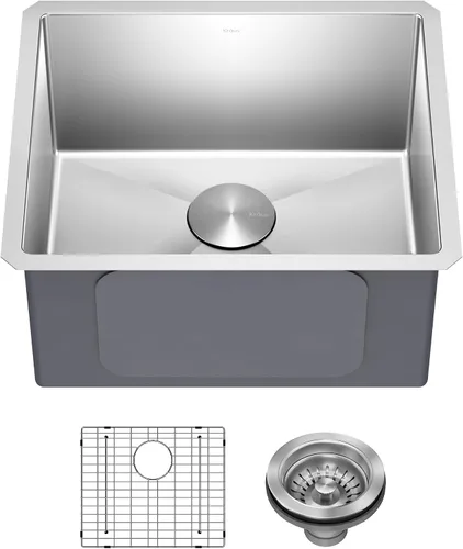 Vista 11 de Kraus Standart PRO - Fregadero de cocina de montaje inferior con tazón individual para bar de acero inoxidable, calibre 16, 10 pulgadas, KHU101-10