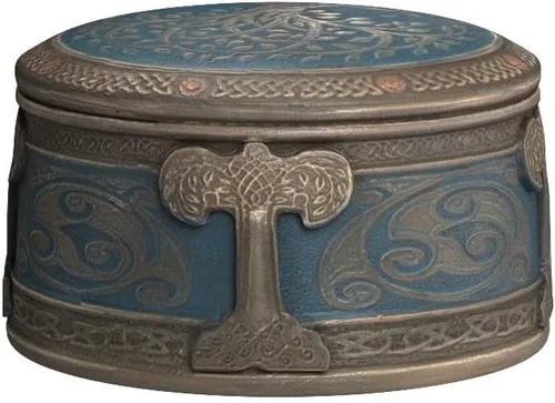 Vista 4 de Veronese Design Caja de joyería espiritual de 4 pulgadas con acabado de bronce de resina de fundición en frío