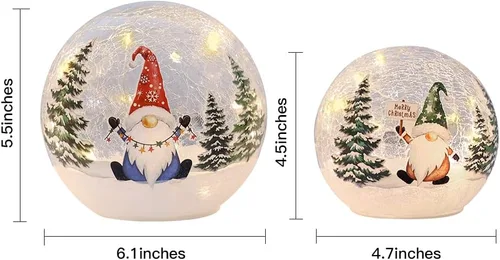Vista 4 de Decoraciones de Navidad para interiores, 3 piezas de gnomos iluminados, globos de nieve de Navidad, decoración del hogar, decoraciones de mesa