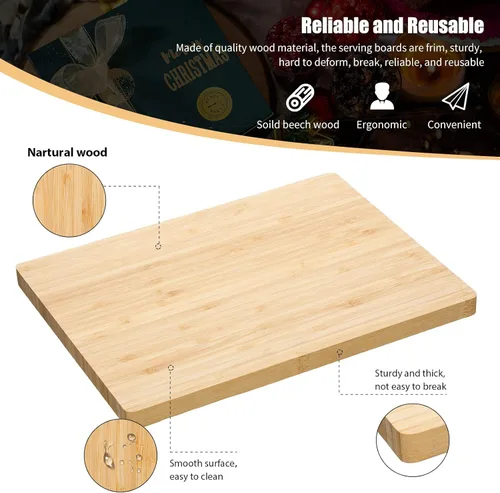 Vista 3 de Patelai 12 tablas de cortar de bambú gruesas para cortar madera a granel, manualidades sin terminar, para servir embutidos, para bricolaje, boda