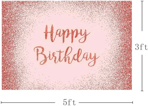 Vista 3 de MEHOFOND Fondo de fotos con purpurina de oro rosa y rosa, accesorios de fondo brillante para niña y mujer, pancarta de fiesta de feliz cumpleaños