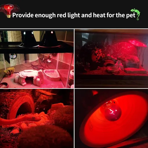 Vista 4 de Bombilla infrarroja para mascotas de 75 W, lámpara de calor de punto UVA para uso de reptiles y anfibios, Lagarto, tortuga, serpiente, camaleón