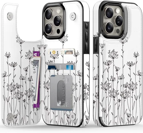 Vista 73 de FUNMIKO Funda tipo cartera para iPhone 13 con tarjetero, bloqueo RFID, protección de grado militar y obras de arte impresas con rayos UV, cierre