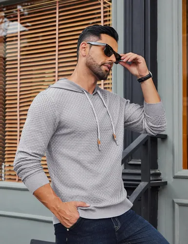 Vista 41 de COOFANDY Sudadera con capucha para hombre, casual, de manga larga, con cordón, de punto gofre, ajustada
