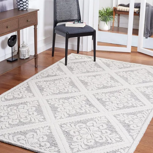 Vista 28 de SAFAVIEH Vermont Collection - Alfombra decorativa de 2 pies 3 pulgadas x 4 pies, color marfil, lana hecha a mano, ideal para zonas de alto tráfico