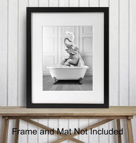 Vista 3 de Arte de pared de baño, arte de pared de elefante, divertida decoración de baño para niños, bonitos accesorios de baño, decoraciones de baño