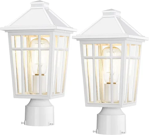Vista 12 de Darkaway Luces de Poste para Exteriores Accesorio de Luz de Poste de Lámpara, Carcasa de Aluminio Impermeable con Vidrio de Efecto Ondas de Agua