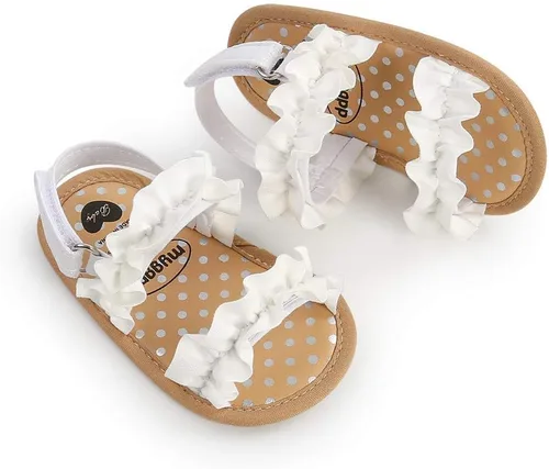 Vista 7 de Myleleya Sandalias de verano para bebés, niños y niñas, para vestido de boda, zapatos planos para recién nacidos, zapatos de cuna para primeros