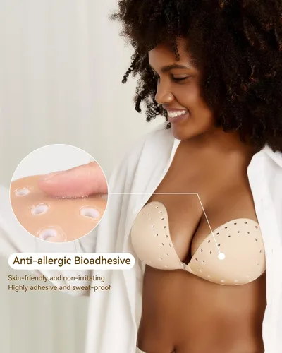 Vista 3 de Niidor Sticky Bra, Strapless Adhesive Backless Bra for Women Breathable Invisible Bra with Nipple Covers