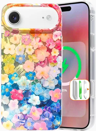 Vista 57 de I-MGAE-IN-AR Funda compacta para iPhone 12 Pro, diseño colorido de flores iridiscentes, holográfica, brillante, bonita funda para iPhone 12