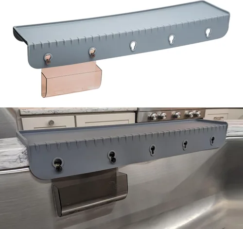 Vista 15 de SiliSink - Protector de borde de silicona para fregadero de cocina, se adapta a 3.75 a 4 pulgadas de ancho, el protector de bordes de silicona